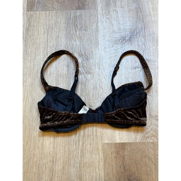 Vintage 1996 Victorias Secret 34B Leopard Print Velour Underwire Push Up Bra 34B - Picture 3 of 6